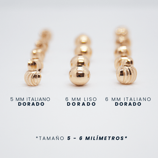 Balines 5 mm Italiano 6 mm Italiano 6 mm Dorado | Ideal para Manillas Tejidas ✨
